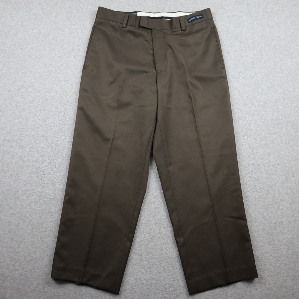 Michael Brandon Dress Pants Mens 32x30 Brown Micro Touch Flat Front Trousers